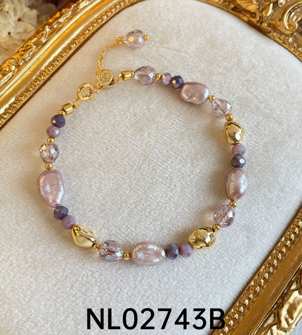 Cuban Link Chain Baroque Pearl Square Plate Bracelet