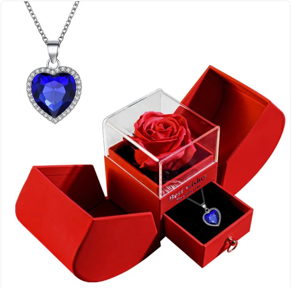 Necklace Jewelry Gift Box Set with Soap Flowers