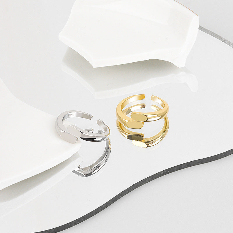 Korean Style Minimalist Lines Ring for Women