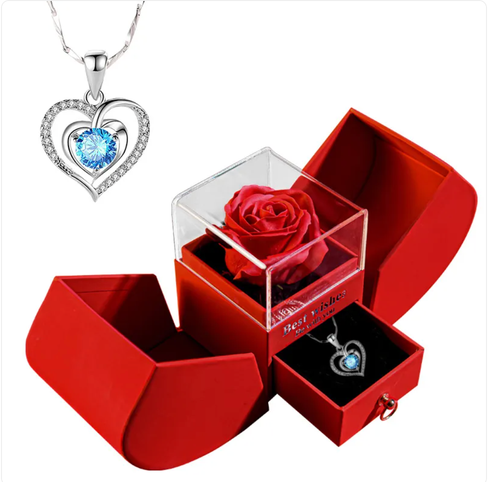 Necklace Jewelry Gift Box Set with Soap Flowers