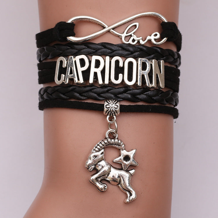 12 Zodiac Woven Leather Bracelet Set | Astrology Collection