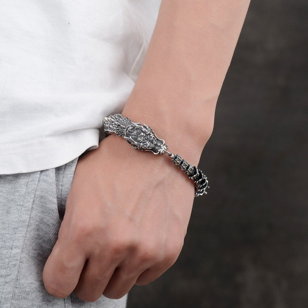 Handmade Retro Dragon Head Bracelet for Men | Mythical Statement Jewelry