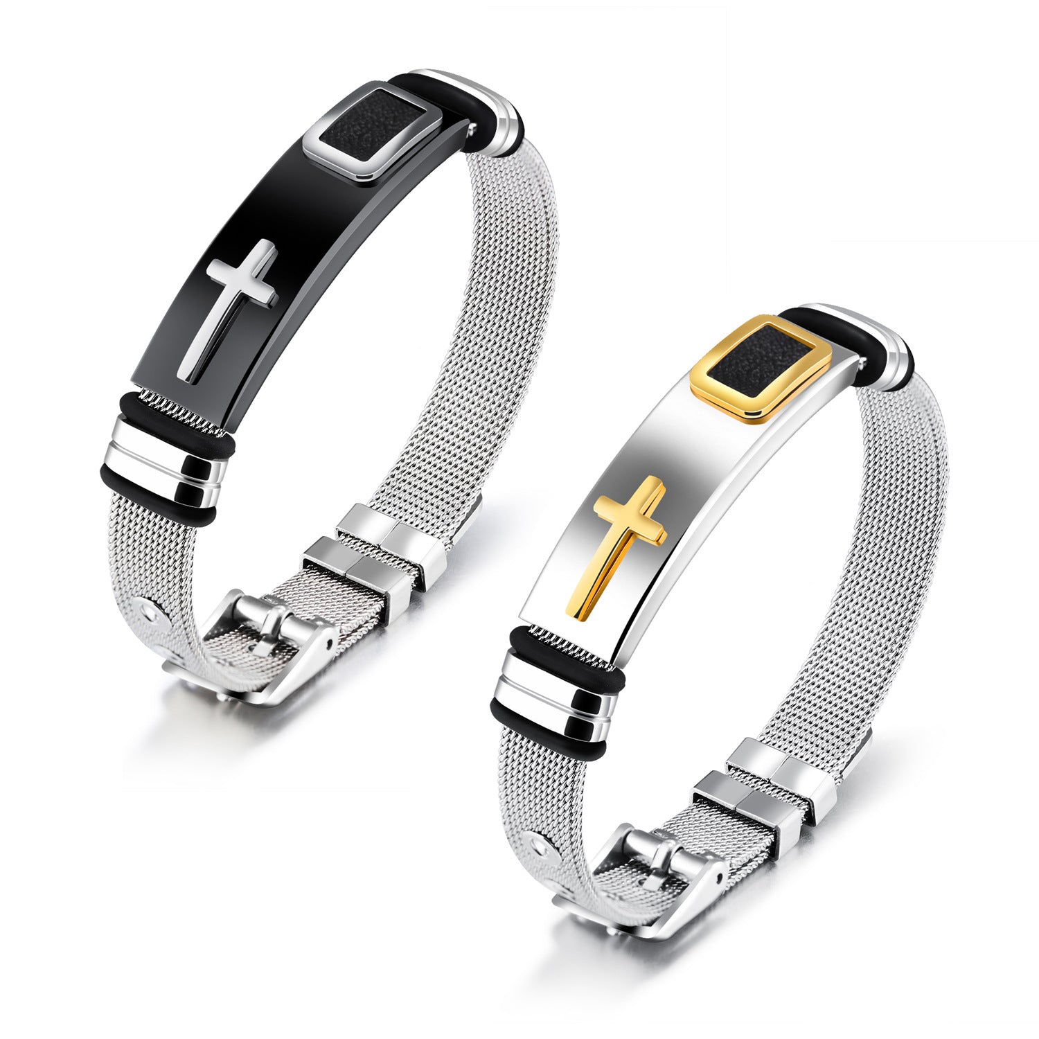 Titanium Steel Cross Bracelet for Men | Religious Men's Jewelry