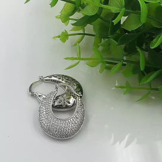 Reversible Pavé Silver Hoop Earrings | Two-in-One Earrings for Women