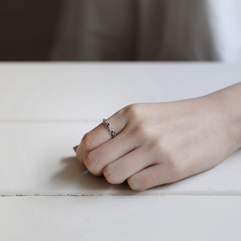 Silver Chain Ring | Minimalist Adjustable Design