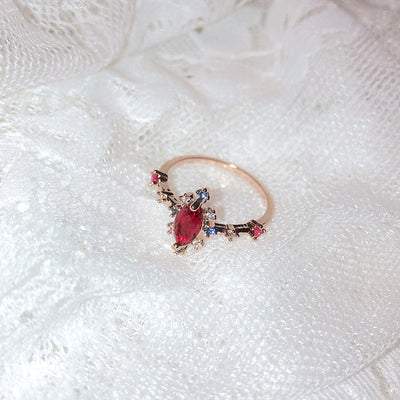 Floral Moon Ring | Adjustable Open Ring