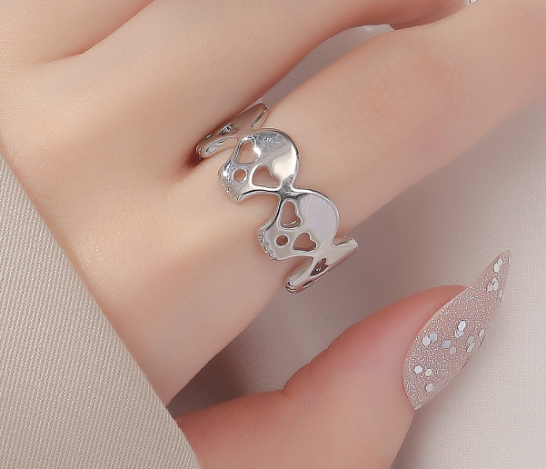 Minimalist Dark Skull Ring