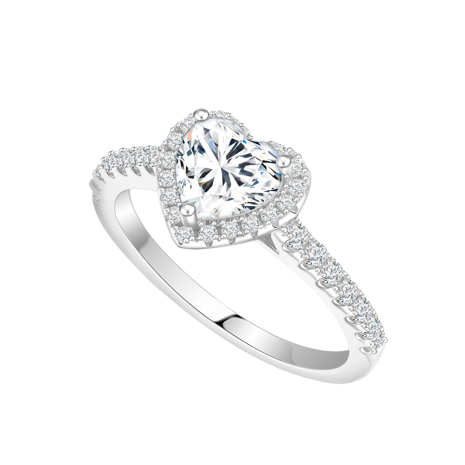 Ctarlitu Solitaire Moissanite Engagement Rings 925 Sterling Silver 1CT Halo Promise Rings D Color VVS1 Lab Created Wedding Bands Diamond Ring For Women (Heart Halo-1CT 5)