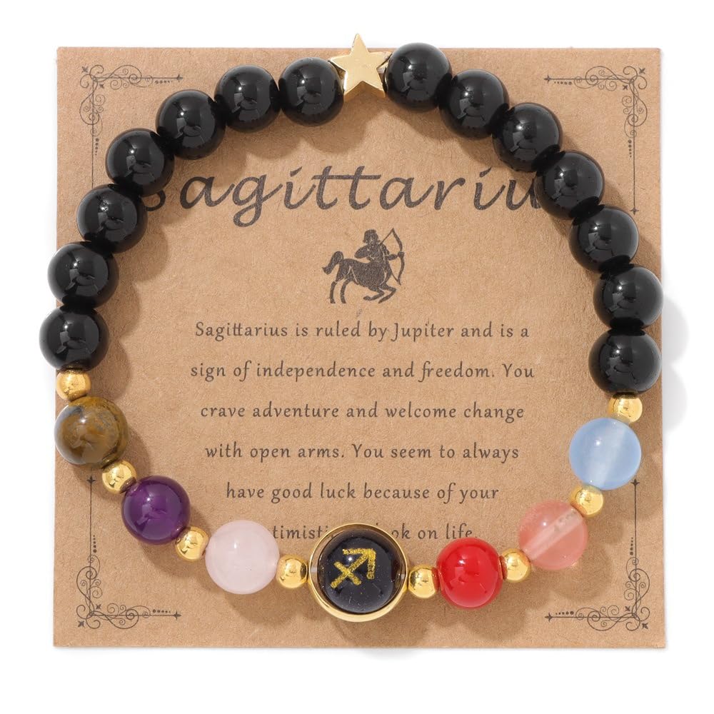 Zodiac Birthstone Crystal Bracelet – Chakra Healing Natural Stone Bracelet for Women & Men | Sagittarius
