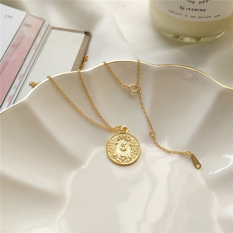 925 Silver Gold Dollar Coin Pendant Necklace