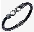 Infinity Leather Bracelet | Black & Silver