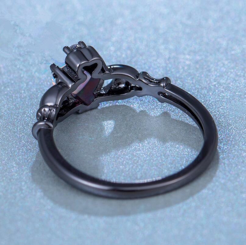 Black Gold Heart Diamond Ring | Minimalist Design