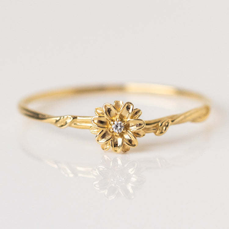 12-Month Flower Birthstone Ring with Zircon Inlay