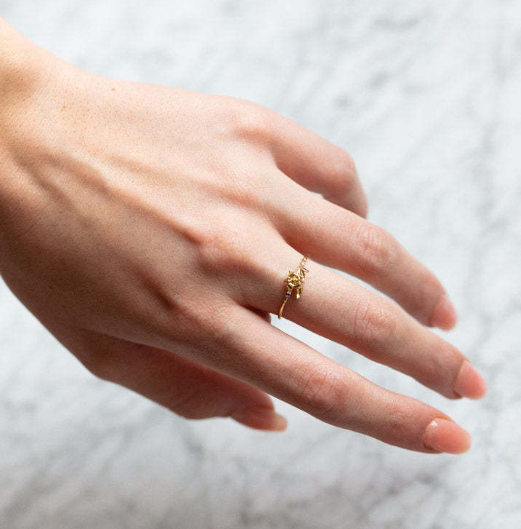 12-Month Flower Birthstone Ring with Zircon Inlay