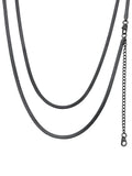 FindChic Stunning Choker Necklace Herringbone Chains for Women Stainless Steel Black Snake Link Chain Necklaces 15inch Adjustable +Jewelry Box