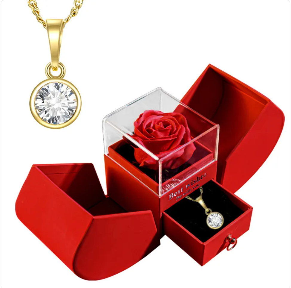 Necklace Jewelry Gift Box Set with Soap Flowers