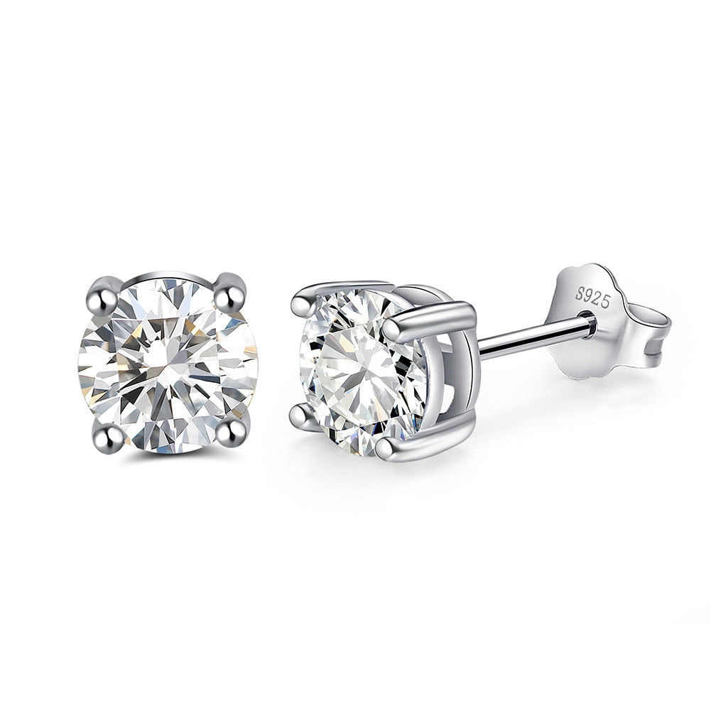 Zodiac Birthstone Stud Earrings – S925 Sterling Silver Four-Claw Setting | 12 Colors