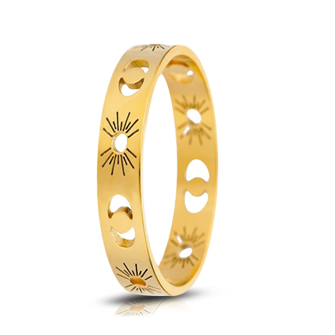Sun Moon Ring | 14K Gold Dainty Celestial Ring