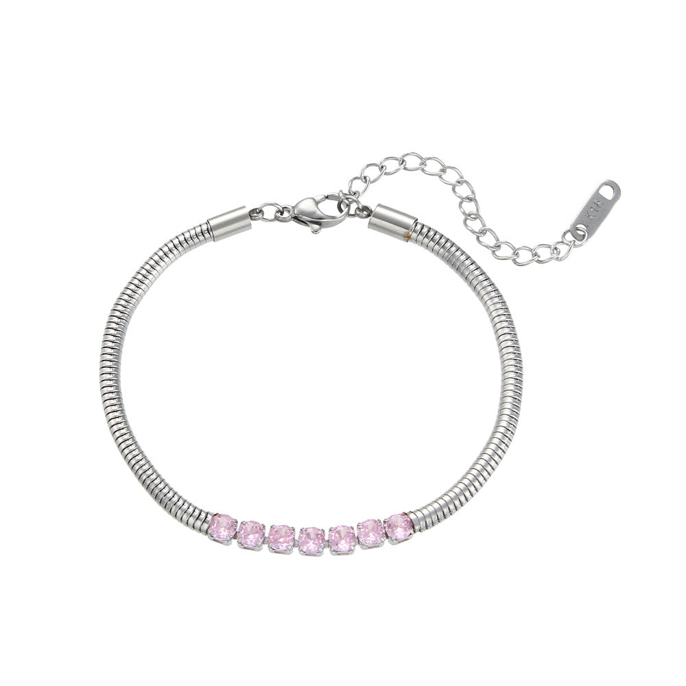 Thick Snake Chain Bracelet with Stainless Steel Beads