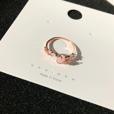 Floral Moon Ring | Adjustable Open Ring