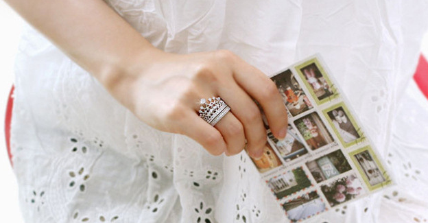Zircon Crown Ring Set | Two-Piece Stacking Rings