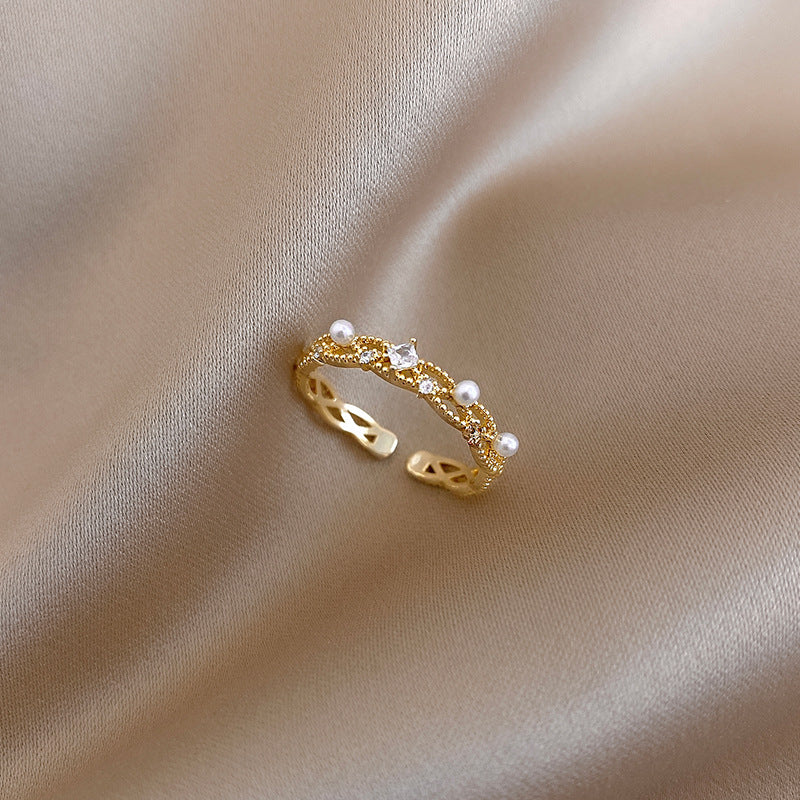 Pearl & Zircon Ring | Minimalist Design for Women