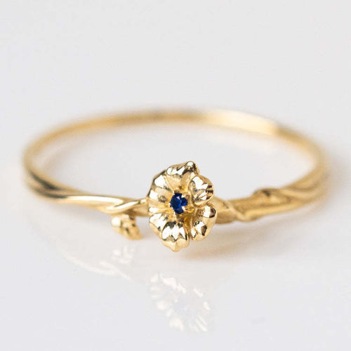 12-Month Flower Birthstone Ring with Zircon Inlay