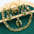 18K Gold Jewelry Set: Pendant, Earrings, Bracelet & Ring