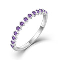 Amethyst Half Eternity Stackable Ring | 925 Silver February Birthstone