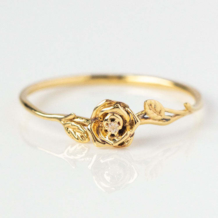 12-Month Flower Birthstone Ring with Zircon Inlay