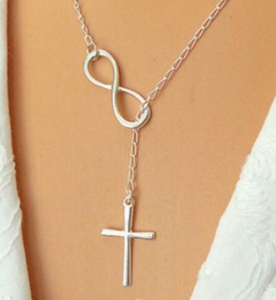 Infinity Cross Sweater Chain Necklace | Long Layering Necklace