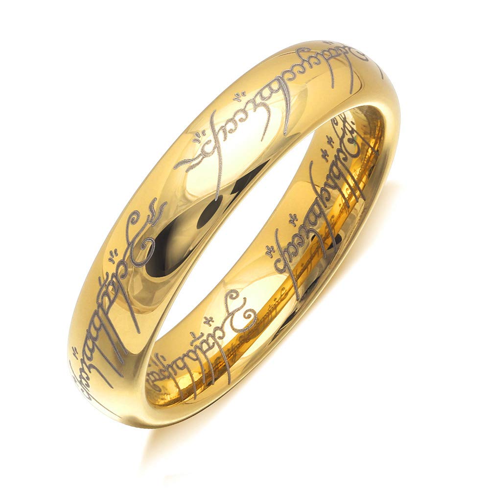Ginger Lyne Collection 6mm Wide One Ring Gold over Stainless Steel Mens or Womens Wedding Band Bridal Fashion Jewelry Gift Idea for him or her Matching Size 14