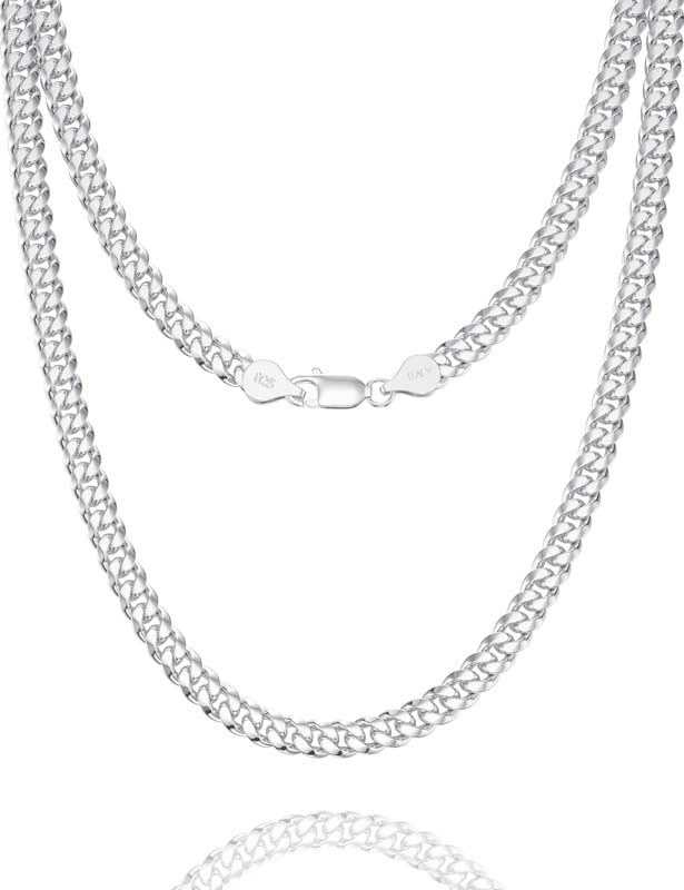 ASDULL 925 Sterling Silver 5mm Silver Cuban Link Chain Necklace for Men Silver Link Chain for Women 24 Inches