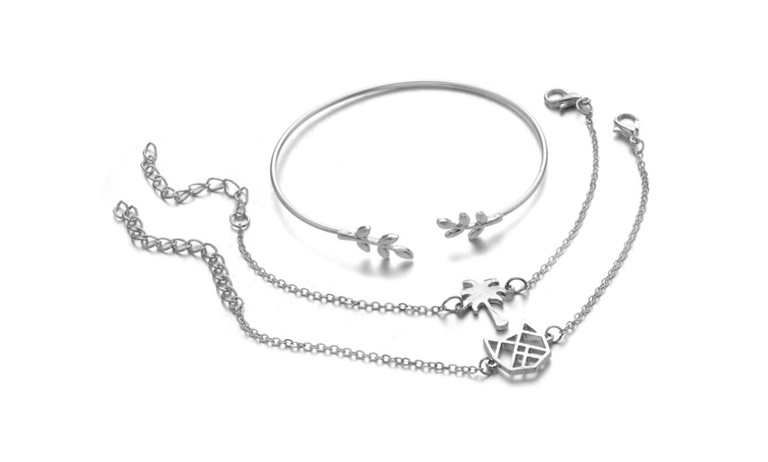 Heartbeat Infinity Bracelet Set | Rhinestone Charm