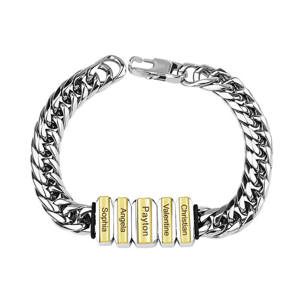 Men's Stainless Steel Cuban Chain Bracelet with Colors