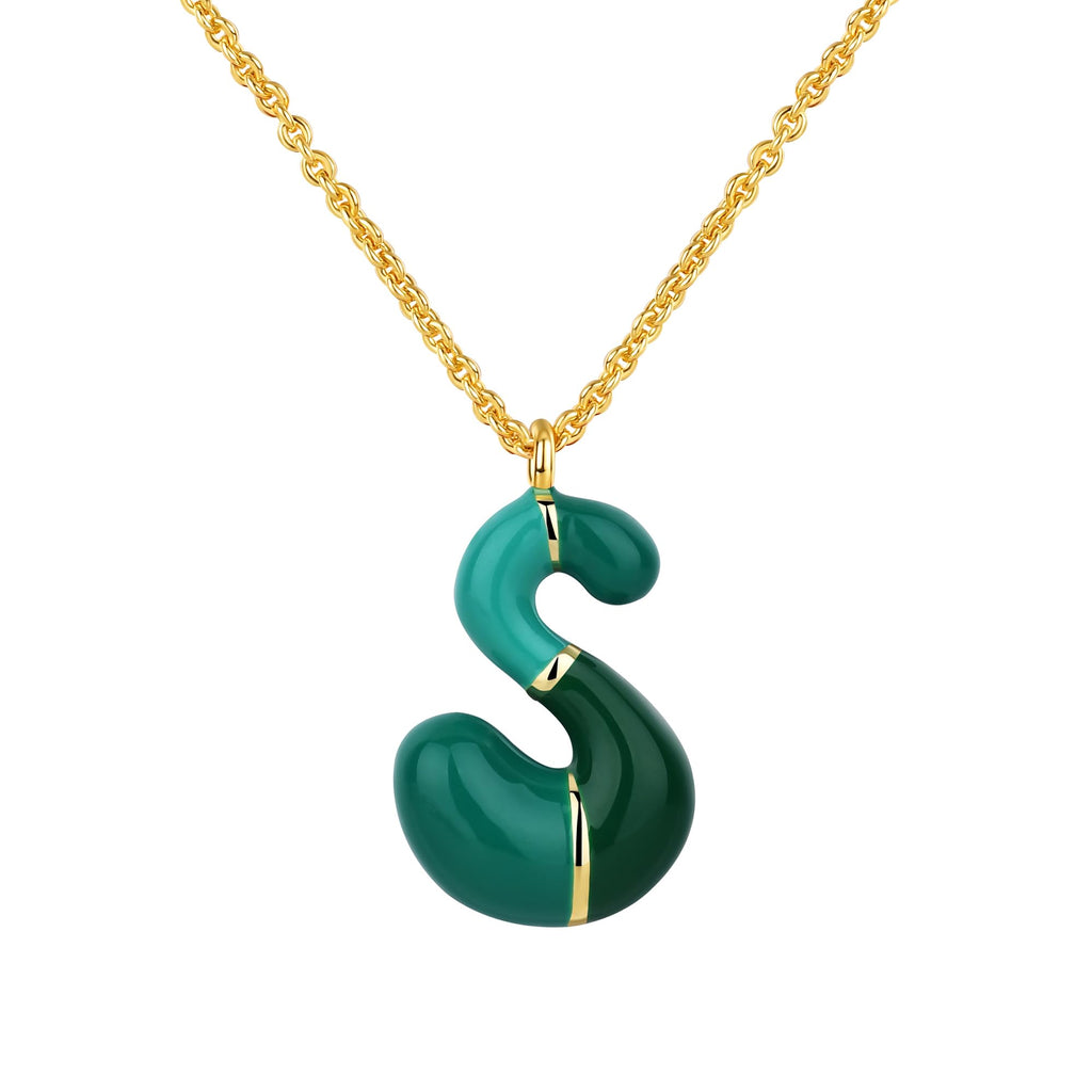 Kainier Bubble Letter Initial Necklace for Women Colorful Balloon Alphabet Name Pendant Dainty Cute 14K Gold Plated Necklaces Jewelry Gifts…