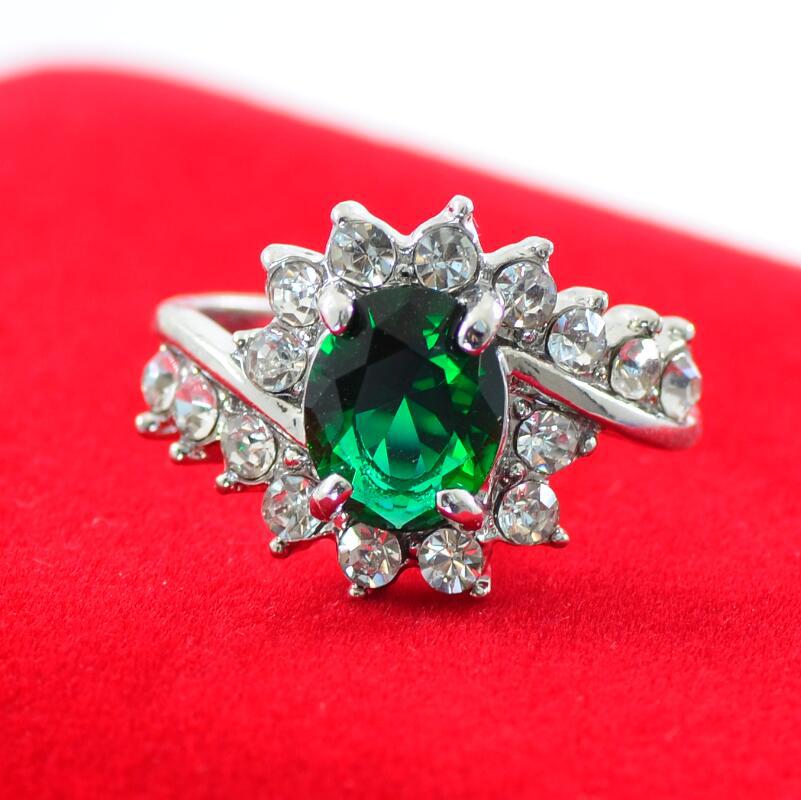 Oval Ruby & Diamond Zircon Engagement Ring