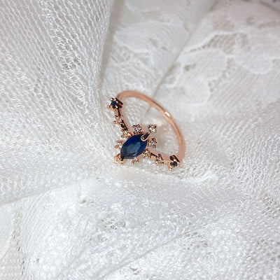 Floral Moon Ring | Adjustable Open Ring