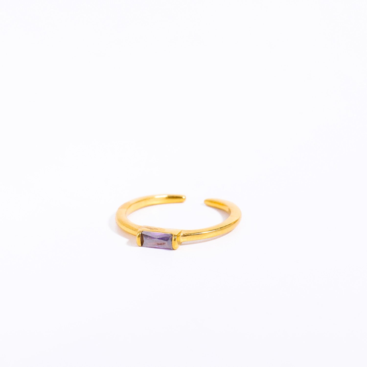 18K Gold Plated Birthstone Titanium Steel Ring