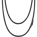 Hoyazvet Mens Necklace Black Wax String Rope Braided Leather Chain Cord 3mm 16 inch Waterproof Cord Chain