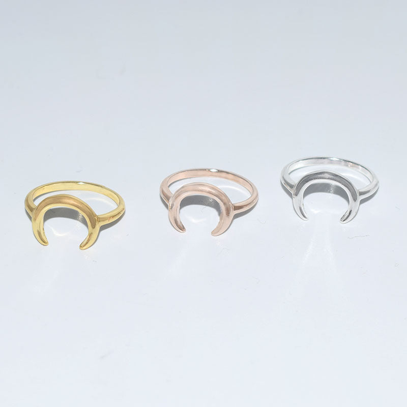 Minimalist Moon Open Ring | Celestial Design