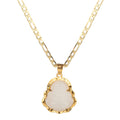 kelistom 14K Gold Plated Buddha Pendant Necklace for Women Men 3MM Flat Figaro Chain Necklace Blue Green Pink White Yellow Buddha Head