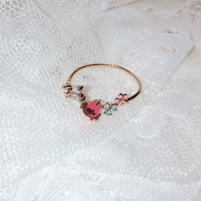 Floral Moon Ring | Adjustable Open Ring
