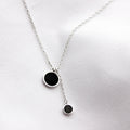 925 Silver Black Circle Pendant Necklace for Women
