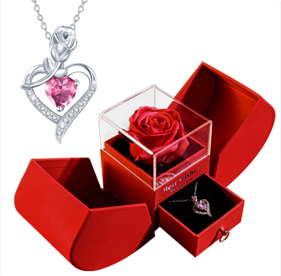 Necklace Jewelry Gift Box Set with Soap Flowers