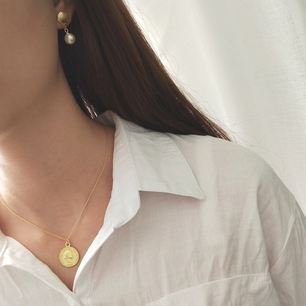 925 Silver Gold Dollar Coin Pendant Necklace