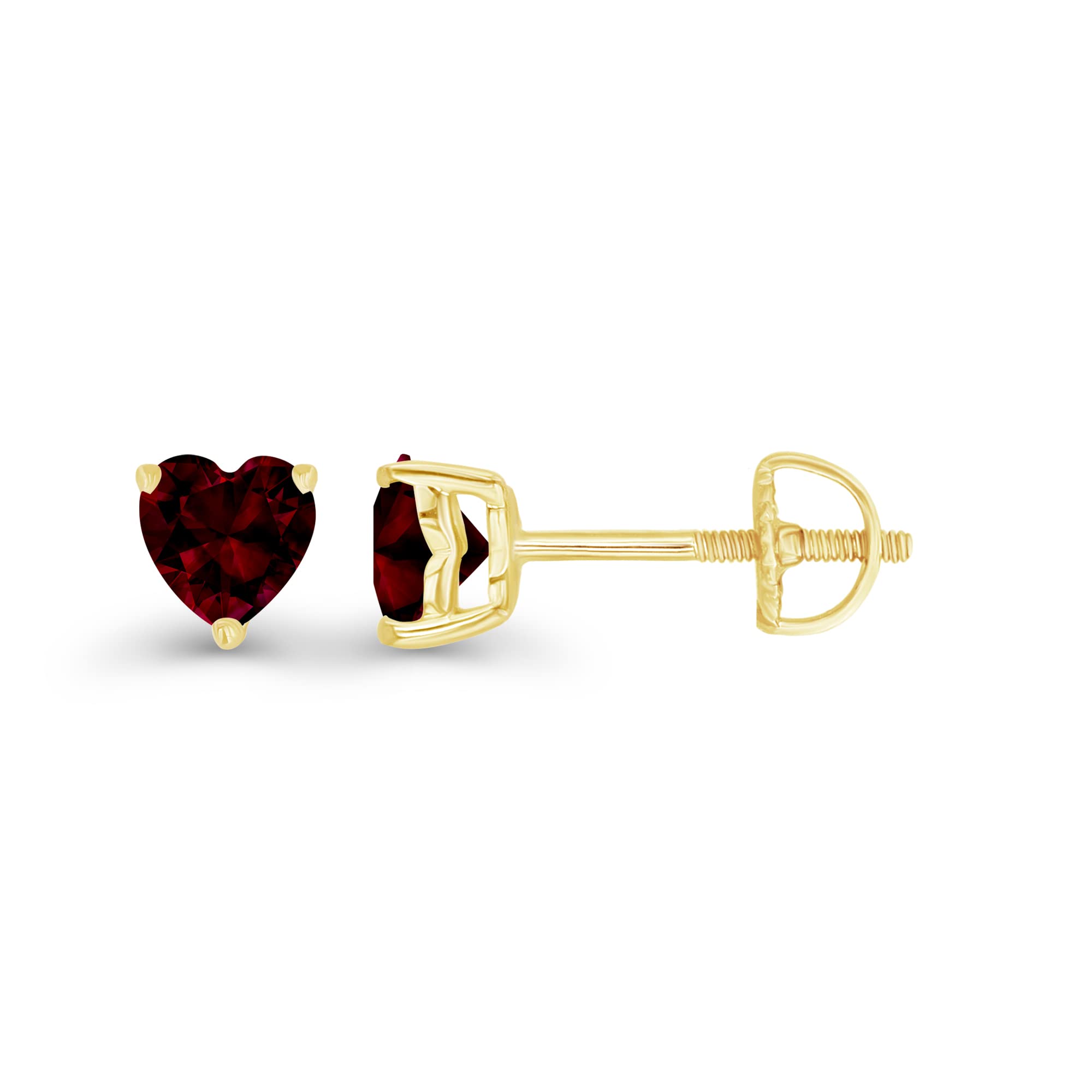 Garnet Heart Stud Earrings | 925 Silver January Birthstone