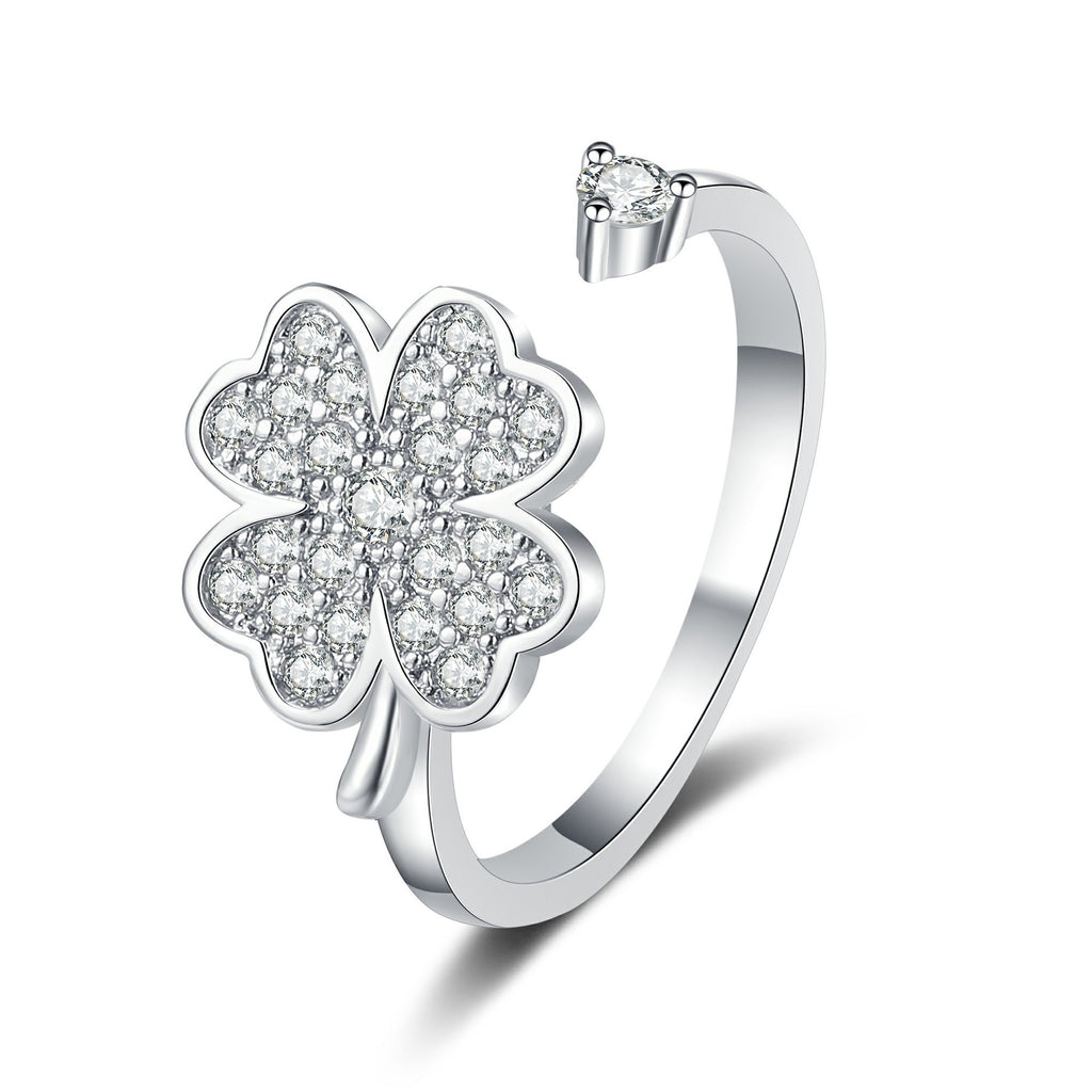 Clover Zircon Fidget Ring | Anxiety Relief Ring
