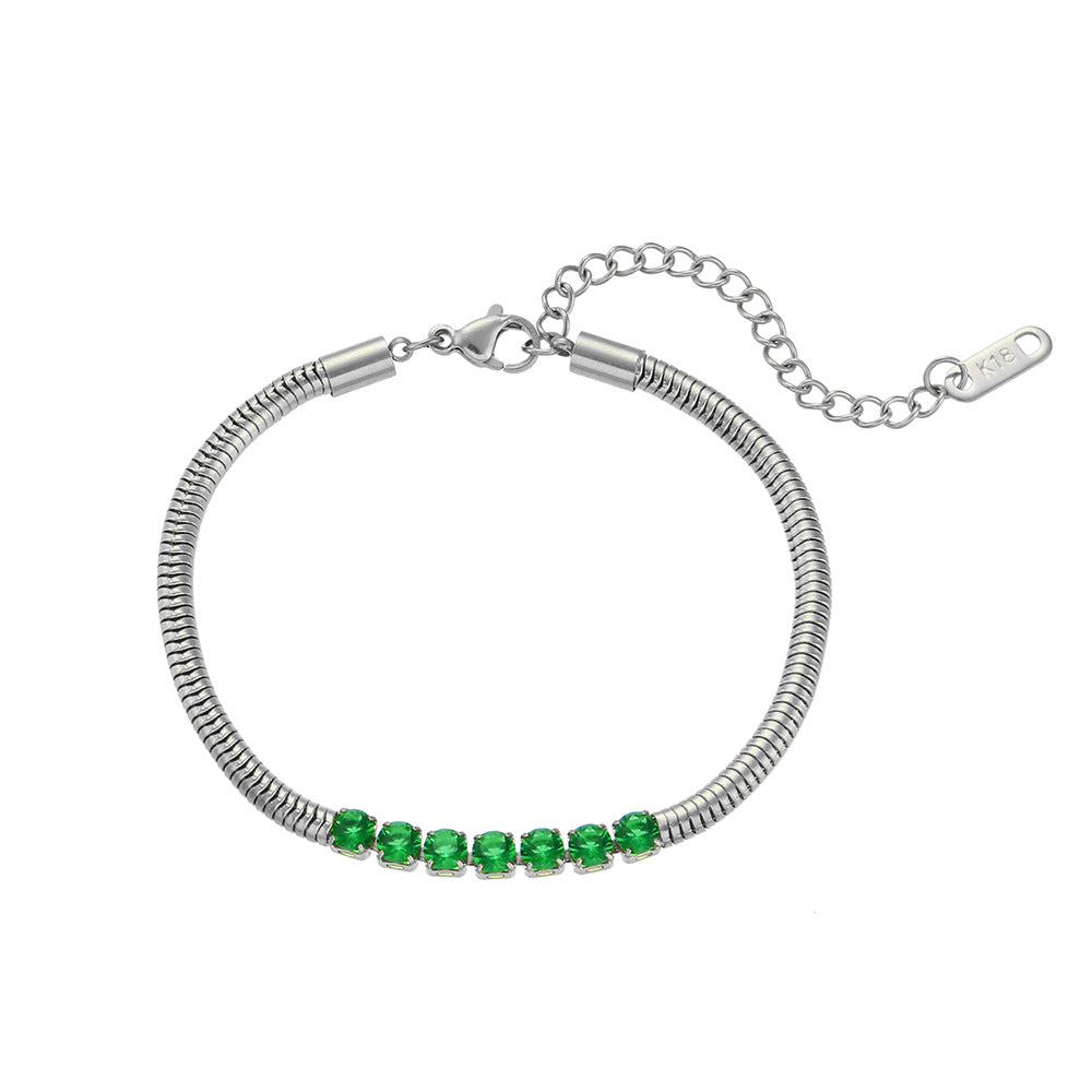 Thick Snake Chain Bracelet with Stainless Steel Beads