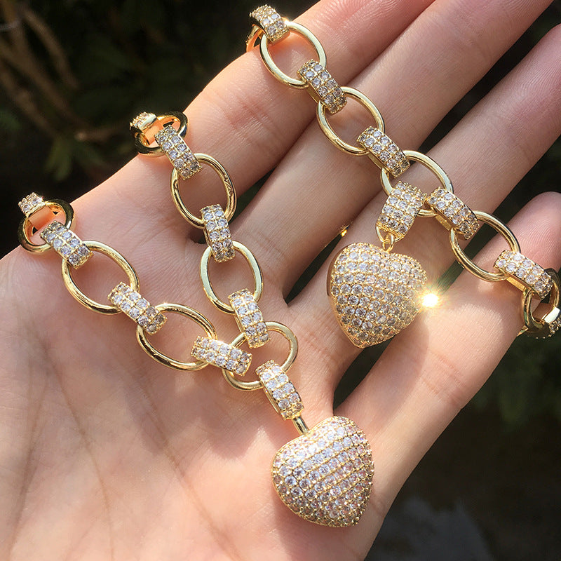 Heart Necklace & Bracelet Set for Women – Dainty Gold & Silver Jewelry Gift Set